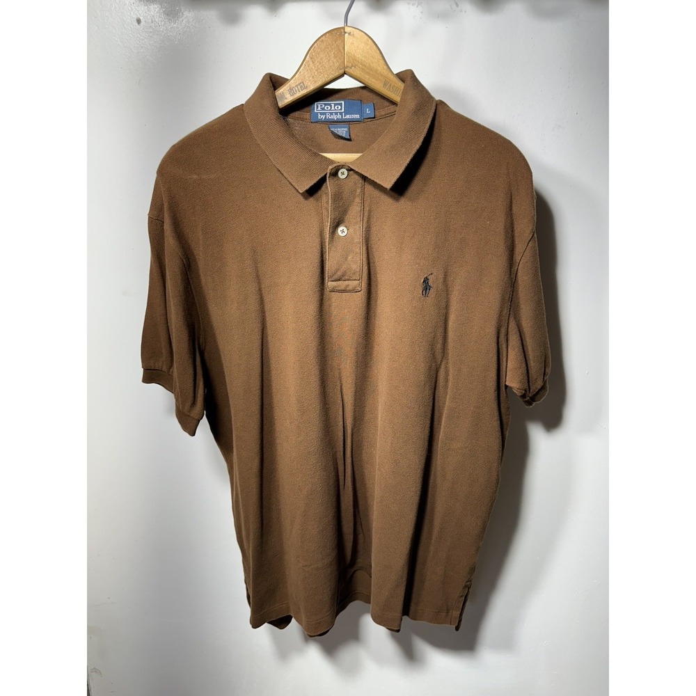 Vintage Polo Ralph Lauren Polo Shirt Men's Brown Polo with Black Pony Logo - L